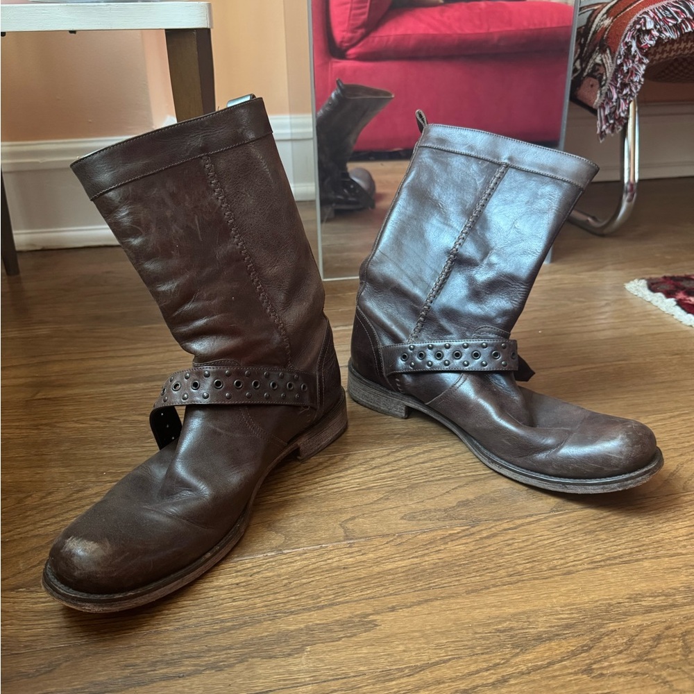 JOHN VARVATOS Men's Brown Leather Boots